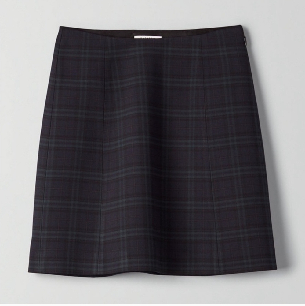 Babaton Dark Plaid Mini Skirt - Black and Navy